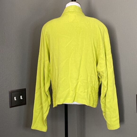 Vintage Cache Lime Green Wrap Top Long Sleeve Blouse 90s - Picture 5 of 9